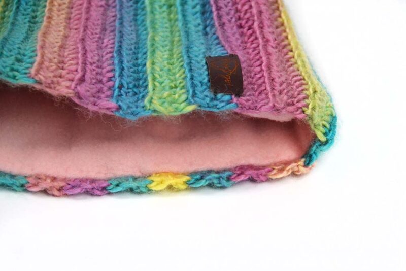Czapki MustGo Rainbow ciepła zimowa Wełniana czapka damska z pomponem ręcznie na drutach szydełku pastele róż kolory